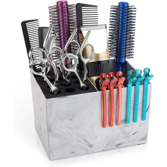 Hair Salon Scissor Storage Holder, Marble Pattern Hairdresser Shears Rack - Picture 3 of 7